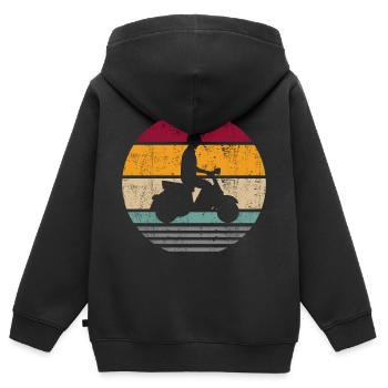 Motorroller Elektroroller Rollerfahrer Retro - Kinder Premium Organic Zip Hoodie - Schwarz - Hinten - AI Model Kid Male (0cm)