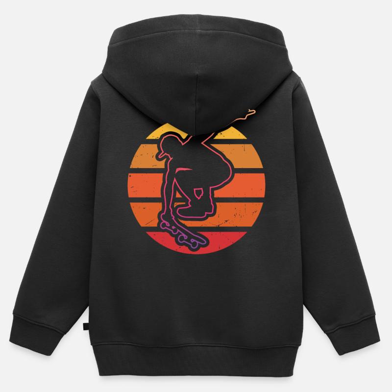 Skateur - Sweat Premium à capuche zippé enfant bio - noir