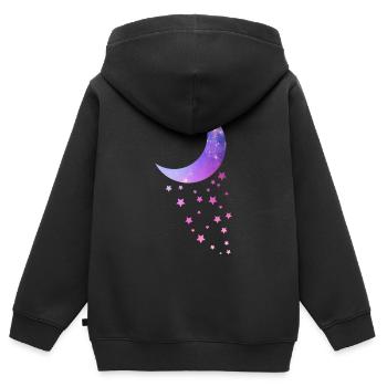 Halbmond mit Sternen Galaxie Geschenk - Kinder Premium Organic Zip Hoodie - Schwarz - Hinten - AI Model Kid Male (0cm)