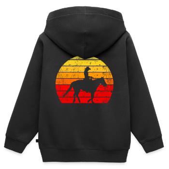Westernreiten Pferd Reiten Sonne für Westernreiter - Kinder Premium Organic Zip Hoodie - Schwarz - Hinten - AI Model Kid Male (0cm)