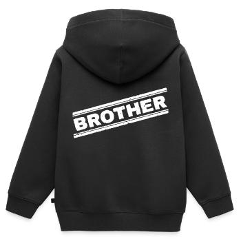 Bruder Stempel - Kinder Premium Organic Zip Hoodie - Schwarz - Hinten - AI Model Kid Male (0cm)