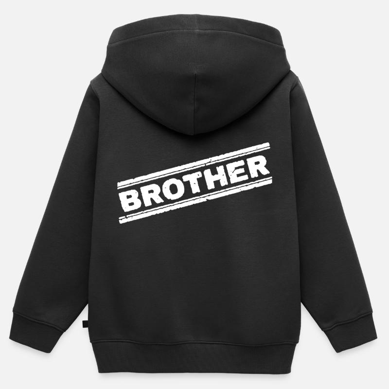 timbre de frère - Sweat Premium à capuche zippé enfant bio - noir