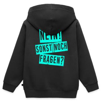 Nein! Sonst noch Fragen? - Kinder Premium Organic Zip Hoodie - Schwarz - Hinten - AI Model Kid Male (0cm)