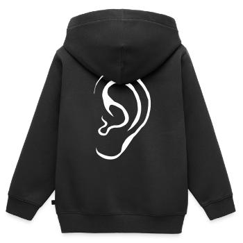 Ear listening gift - Kids Premium Organic Zip-up Hoodie - black - Back - AI Model Kid Male (0cm)