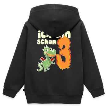 Kinder Drache Geburtstag Ich bin schon 3 Jahre - Kinder Premium Organic Zip Hoodie - Schwarz - Hinten - AI Model Kid Male (0cm)
