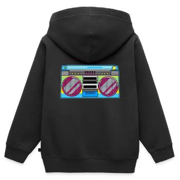 Ghetto blaster - Sweat Premium à capuche zippé enfant bio - noir - Dos - AI Model Kid Male (0cm)