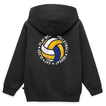 Beach Volleyball Tee Volleyball Leidenschaft - Kinder Premium Organic Zip Hoodie - Schwarz - Hinten - AI Model Kid Male (0cm)