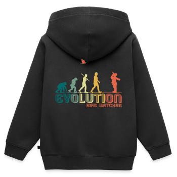 Ornithologie Birds Watch Evolution Retro - Sweat Premium à capuche zippé enfant bio - noir - Dos - AI Model Kid Male (0cm)