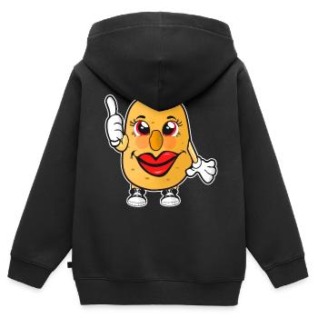Kartoffel - Kinder Premium Organic Zip Hoodie - Schwarz - Hinten - AI Model Kid Male (0cm)