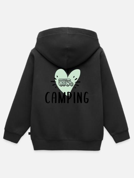 I love Camping - Kinder Premium Organic Zip Hoodie - Schwarz