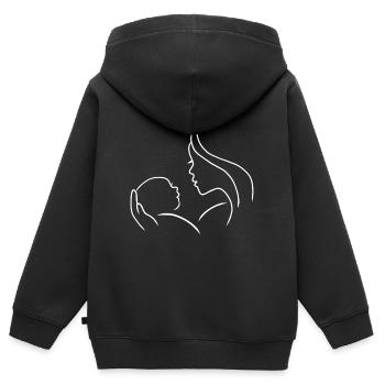 Mama Baby Schwangerschaft Schwanger Schwangere - Kinder Premium Organic Zip Hoodie - Schwarz - Hinten - AI Model Kid Male (0cm)
