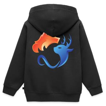 Fire and water, opposites, fox, deer - Kids Premium Organic Zip-up Hoodie - black - Back - AI Model Kid Male (0cm)