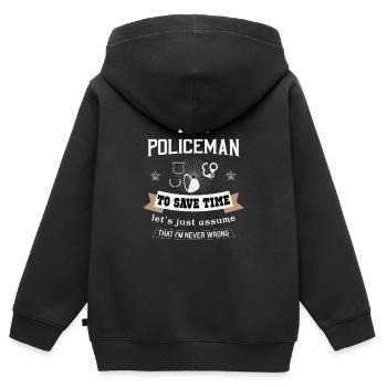 Polizei Polizist Blaulicht Geschenk - Kinder Premium Organic Zip Hoodie - Schwarz - Hinten - AI Model Kid Male (0cm)