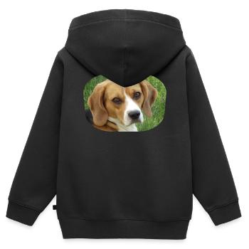 beagle - Kinder Premium Organic Zip Hoodie - Schwarz - Hinten - AI Model Kid Male (0cm)