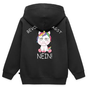 Einhorn Einhörner - Kinder Premium Organic Zip Hoodie - Schwarz - Hinten - AI Model Kid Male (0cm)