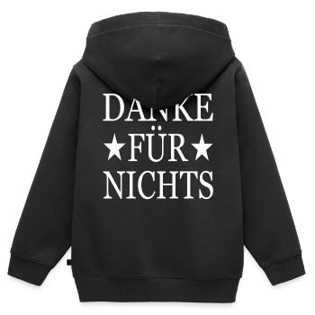 Danke für nichts - Kinder Premium Organic Zip Hoodie - Schwarz - Hinten - AI Model Kid Male (0cm)