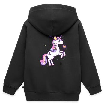 Einhorn Prinzessin Krone Sterne Stab Schuhe Pink - Kinder Premium Organic Zip Hoodie - Schwarz - Hinten - AI Model Kid Male (0cm)