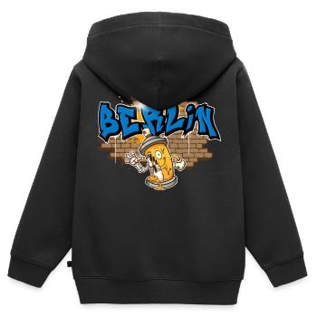 Berlin graffiti - Kids Premium Organic Zip-up Hoodie - black - Back - AI Model Kid Male (0cm)