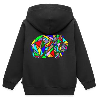 arc en ciel de cochon dinde polygone - Sweat Premium à capuche zippé enfant bio - noir - Dos - AI Model Kid Male (0cm)
