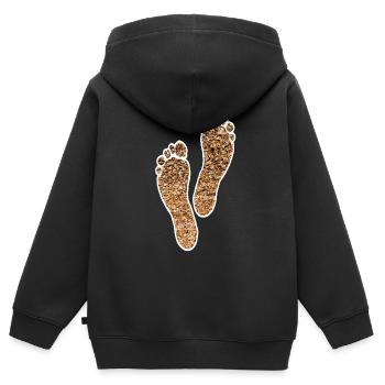 SAND STRAND FÜßE BARFUSS - Kinder Premium Organic Zip Hoodie - Schwarz - Hinten - AI Model Kid Male (0cm)