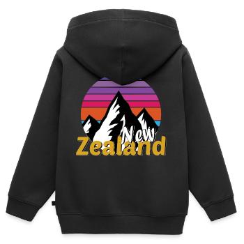 new zealand - Kinder Premium Organic Zip Hoodie - Schwarz - Hinten - AI Model Kid Male (0cm)