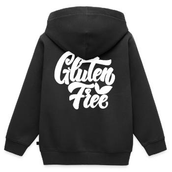 Gluten-frei - Kinder Premium Organic Zip Hoodie - Schwarz - Hinten - AI Model Kid Male (0cm)