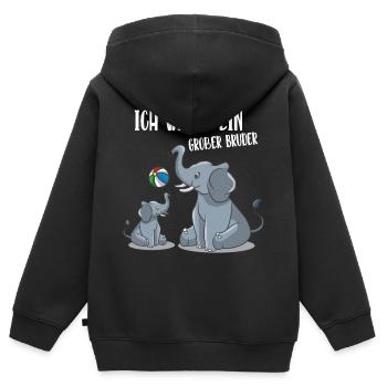 Ich werde großer Bruder Schwanger Baby Geschenk - Kinder Premium Organic Zip Hoodie - Schwarz - Hinten - AI Model Kid Male (0cm)