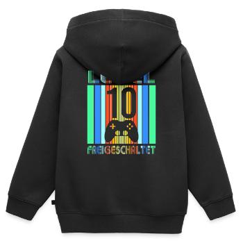 Kind 10. Geburtstag Level 10 Freigeschaltet Retro - Kinder Premium Organic Zip Hoodie - Schwarz - Hinten - AI Model Kid Male (0cm)