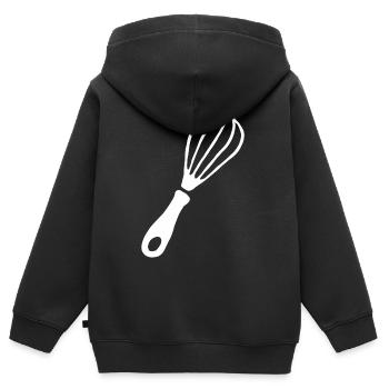 Schneebesen Hobbykoch kochen backen Küche Geschenk - Kinder Premium Organic Zip Hoodie - Schwarz - Hinten - AI Model Kid Male (0cm)