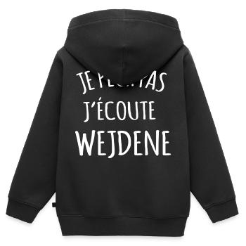 Je peux pas j'écoute Wejdene - Sweat Premium à capuche zippé enfant bio - noir - Dos - AI Model Kid Male (0cm)