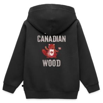 J'aime Canadian Wood Beaver Canada Rodent - Sweat Premium à capuche zippé enfant bio - noir - Dos - AI Model Kid Male (0cm)