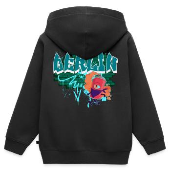 Graffiti de Berlin - Sweat Premium à capuche zippé enfant bio - noir - Dos - AI Model Kid Male (0cm)