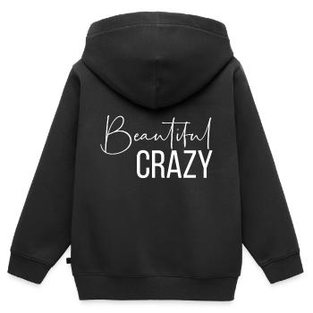 Beautiful Crazy - Sweat Premium à capuche zippé enfant bio - noir - Dos - AI Model Kid Male (0cm)