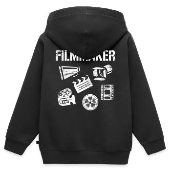cinéastes - Sweat Premium à capuche zippé enfant bio - noir - Dos - AI Model Kid Male (0cm)