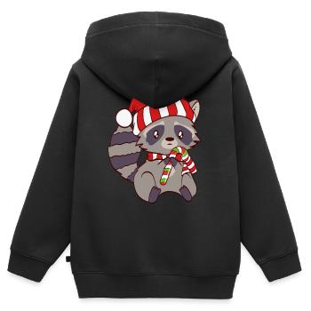 Spiritual Xmas Animal Tshirt Design Cute - Kids Premium Organic Zip-up Hoodie - black - Back - AI Model Kid Male (0cm)