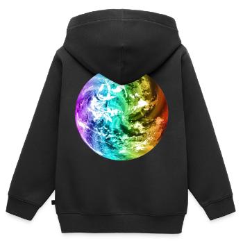 Bunter Globus Weltkugel Erde Bunte Erdkugel - Kinder Premium Organic Zip Hoodie - Schwarz - Hinten - AI Model Kid Male (0cm)