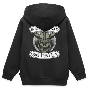Viking Viking Valhalla Odin Thor Loup teutonique - Sweat Premium à capuche zippé enfant bio - noir - Dos - AI Model Kid Male (0cm)