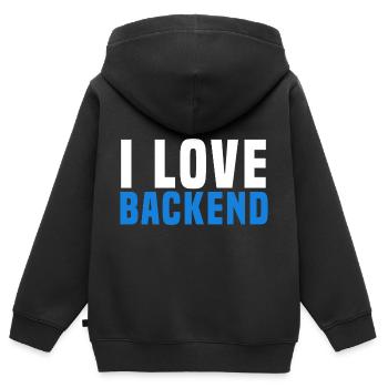 Programmation du backend - Sweat Premium à capuche zippé enfant bio - noir - Dos - AI Model Kid Male (0cm)