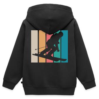 ski - Sweat Premium à capuche zippé enfant bio - noir - Dos - AI Model Kid Male (0cm)