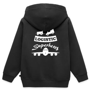 Logistik und Transport - Kinder Premium Organic Zip Hoodie - Schwarz - Hinten - AI Model Kid Male (0cm)