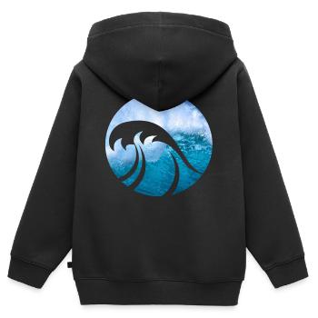 Onde de vagues - Sweat Premium à capuche zippé enfant bio - noir - Dos - AI Model Kid Male (0cm)