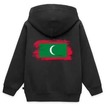 Drapeau des Maldives - Sweat Premium à capuche zippé enfant bio - noir - Dos - AI Model Kid Male (0cm)