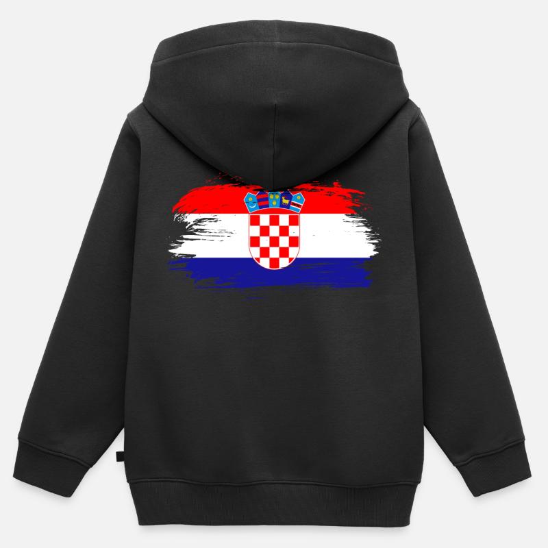 Croatie Drapeau - Sweat Premium à capuche zippé enfant bio - noir