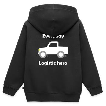 Logistik und Transport - Kinder Premium Organic Zip Hoodie - Schwarz - Hinten - AI Model Kid Male (0cm)