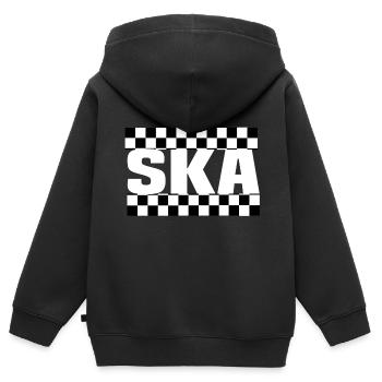 Ska Karo schwarz weiß - Kinder Premium Organic Zip Hoodie - Schwarz - Hinten - AI Model Kid Male (0cm)