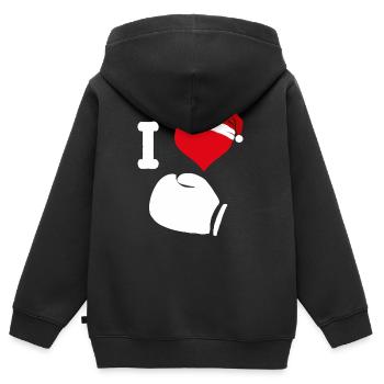 Boxhandschuh Boxhandschuhe Weihnachten Boxen Boxer - Kinder Premium Organic Zip Hoodie - Schwarz - Hinten - AI Model Kid Male (0cm)