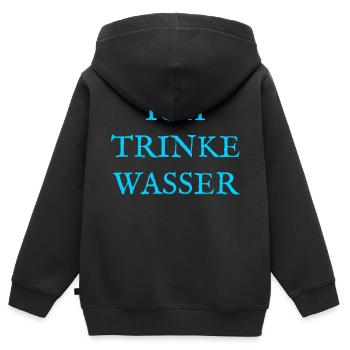 Ich trinke Wasser - Kinder Premium Organic Zip Hoodie - Schwarz - Hinten - AI Model Kid Male (0cm)