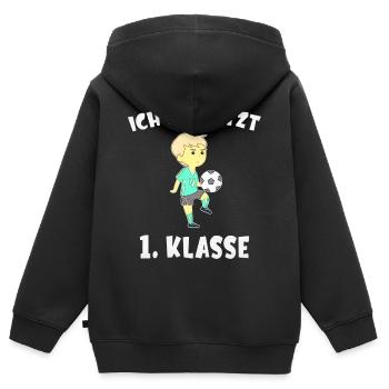 Schulkind Einschulung Schulanfang fussball - Kinder Premium Organic Zip Hoodie - Schwarz - Hinten - AI Model Kid Male (0cm)