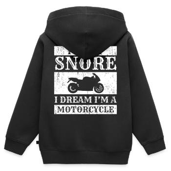 "Ich schnarche nicht, ich träume, ich bin ein - Kinder Premium Organic Zip Hoodie - Schwarz - Hinten - AI Model Kid Male (0cm)