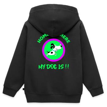 Hund Hund Hund Hund Hund - Kinder Premium Organic Zip Hoodie - Schwarz - Hinten - AI Model Kid Male (0cm)